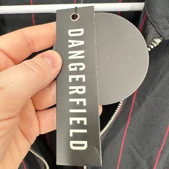 NWT Dangerfield Black and Red Striped, Zippered, A-Line Super Cute Goth Dress - Picture 10 of 13